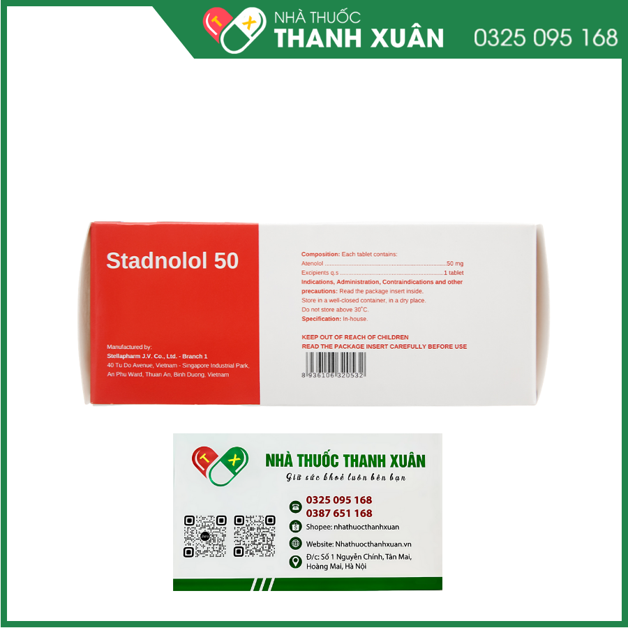 Stadnolol 50 điều trị tăng huyết áp, nhịp nhanh trên thất, loạn nhịp thất